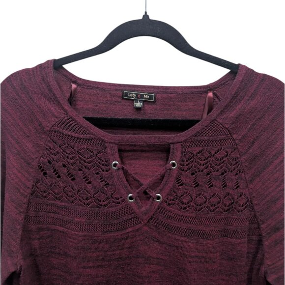 LETY & ME Azalia Keyhole Pointelle Detail Sweater - Picture 4 of 4